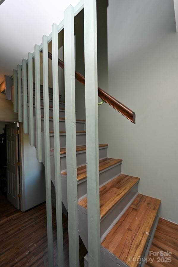 2668 Reedy Branch Rd, Purlear, NC 28665 - staircase featuring wood finished floors