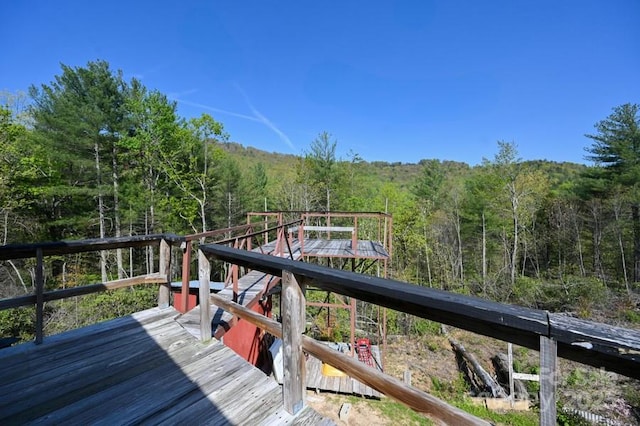 2668 Reedy Branch Rd, Purlear, NC 28665 - wooden terrace featuring a forest view
