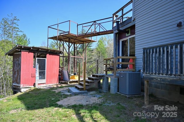 2668 Reedy Branch Rd, Purlear, NC 28665 - view of yard featuring a storage unit and a balcony