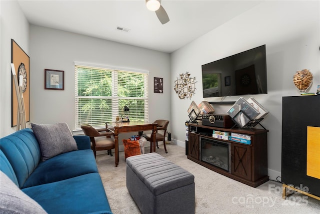 7516 Ohara St, Huntersville, NC 28078 - living area featuring ceiling fan and carpet flooring