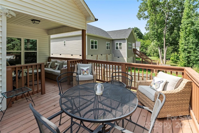 7516 Ohara St, Huntersville, NC 28078 - wooden deck featuring an outdoor living space