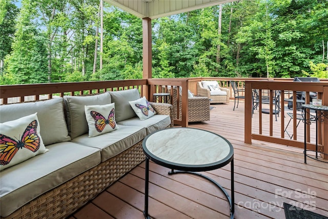 7516 Ohara St, Huntersville, NC 28078 - wooden deck with outdoor lounge area and area for grilling