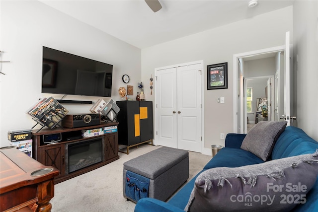 7516 Ohara St, Huntersville, NC 28078 - living area featuring carpet floors and ceiling fan