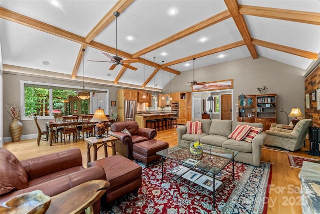 429 Turtle Head Dr, Nebo, NC 28761 - living room featuring a ceiling fan, light wood-type flooring, and recessed lighting