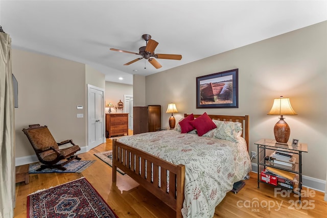 429 Turtle Head Dr, Nebo, NC 28761 - bedroom featuring light wood-style flooring, ceiling fan, and recessed lighting