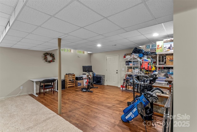 429 Turtle Head Dr, Nebo, NC 28761 - rec room with a drop ceiling, wood finished floors, and recessed lighting