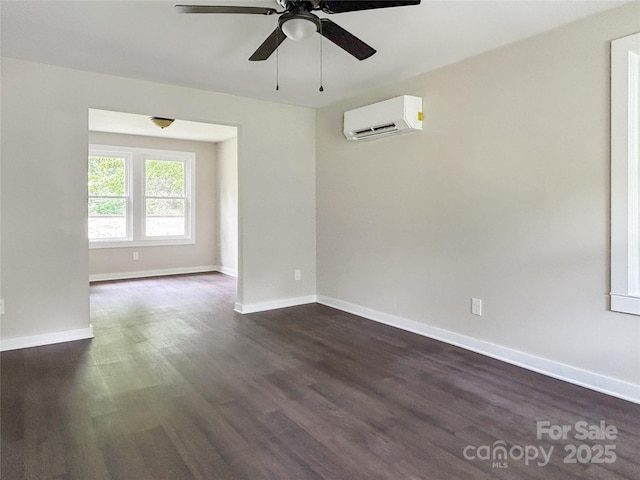 36 Graybark Ct, Waynesville, NC 28786 - unfurnished room featuring a wall unit AC, dark wood-style flooring, and a ceiling fan