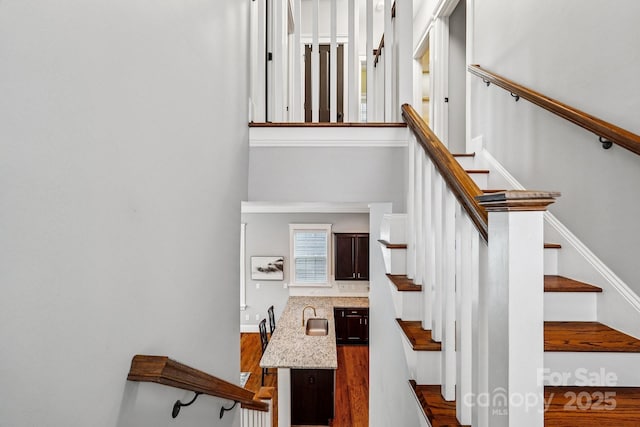 739 Terrace Park, Rock Hill, SC 29730 - staircase featuring a towering ceiling and wood finished floors