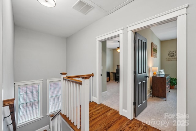 739 Terrace Park, Rock Hill, SC 29730 - hall featuring wood finished floors, an upstairs landing, attic access, and an office area