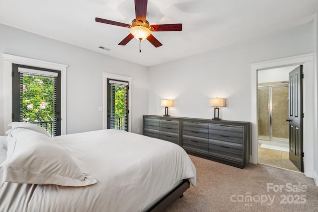 739 Terrace Park, Rock Hill, SC 29730 - carpeted bedroom with access to exterior, connected bathroom, and ceiling fan