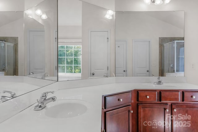 8325 Burgundy Ridge Dr, Harrisburg, NC 28075 - bathroom featuring a shower stall and double vanity