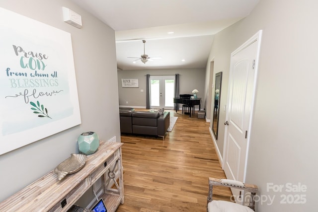 1005 8th Ave SW, Conover, NC 28613 - corridor with light wood finished floors, recessed lighting, and french doors