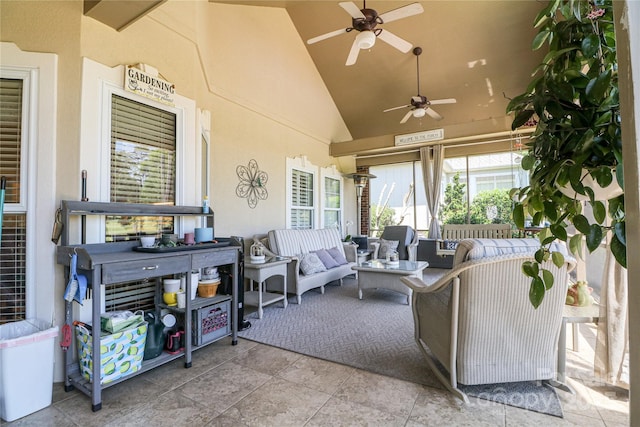 406 Spyglass Hill Pl, Salisbury, NC 28144 - view of patio / terrace with outdoor lounge area and ceiling fan