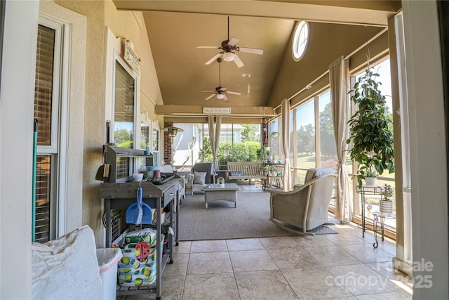 406 Spyglass Hill Pl, Salisbury, NC 28144 - sunroom / solarium with ceiling fan and lofted ceiling
