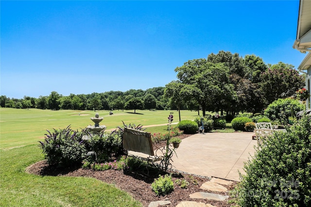 406 Spyglass Hill Pl, Salisbury, NC 28144 - view of green lawn featuring a patio area, view of golf course, and view of wooded area
