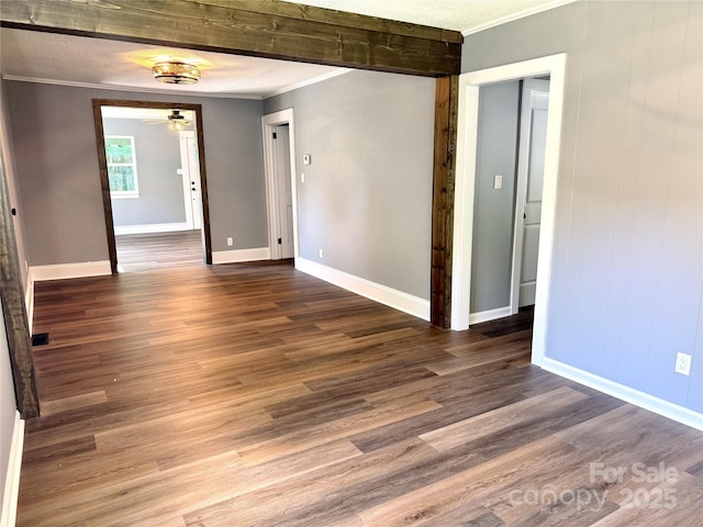 201 Barnes Ln, Stony Point, NC 28678 - empty room featuring ornamental molding, ceiling fan, and wood finished floors