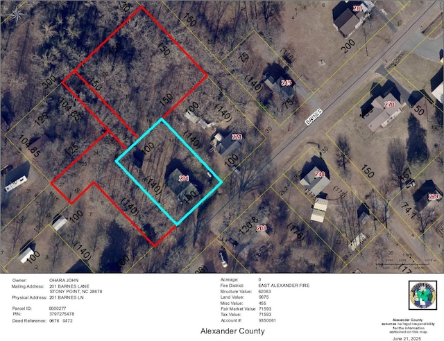 201 Barnes Ln, Stony Point, NC 28678 - aerial view of property's location