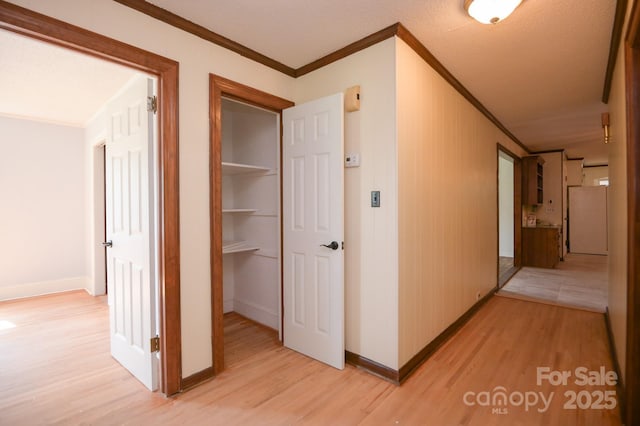 7645 Robinson Church Rd, Harrisburg, NC 28075 - corridor with ornamental molding and light wood-style floors