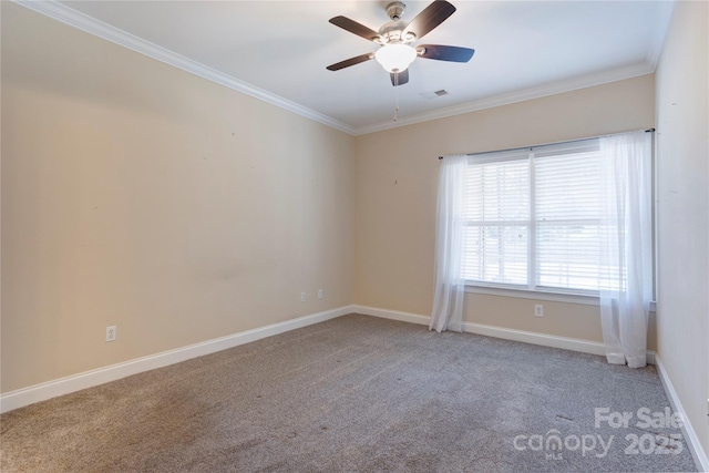 2785 Clover Rd NW, Concord, NC 28027 - empty room featuring crown molding, a ceiling fan, and carpet floors
