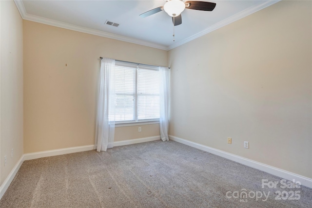 2785 Clover Rd NW, Concord, NC 28027 - carpeted spare room featuring ornamental molding and a ceiling fan