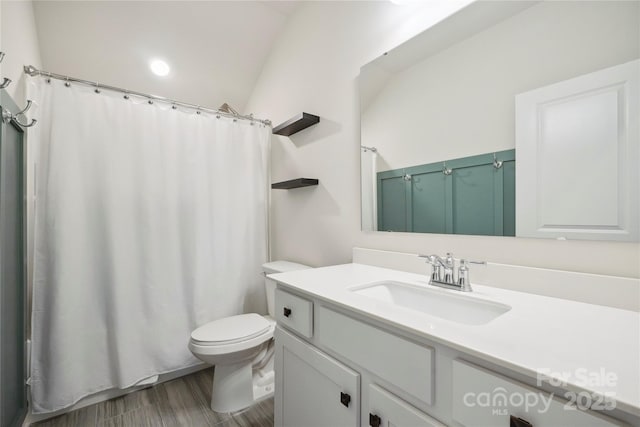 13339 Mcguffy Dr, Huntersville, NC 28078 - full bathroom with vanity, wood finished floors, and curtained shower