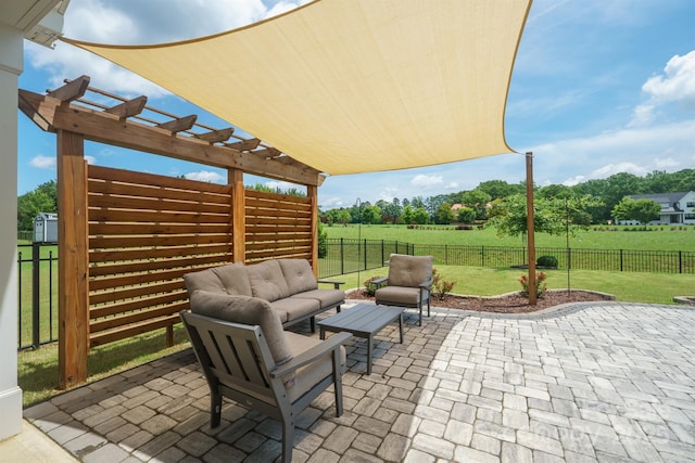 13339 Mcguffy Dr, Huntersville, NC 28078 - fenced backyard featuring a pergola, outdoor lounge area, and a patio