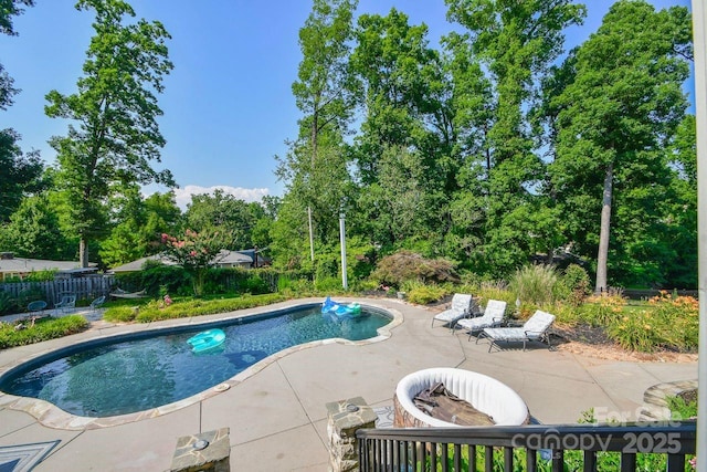 711 Yadkin St, Albemarle, NC 28001 - view of swimming pool with a patio area and view of scattered trees