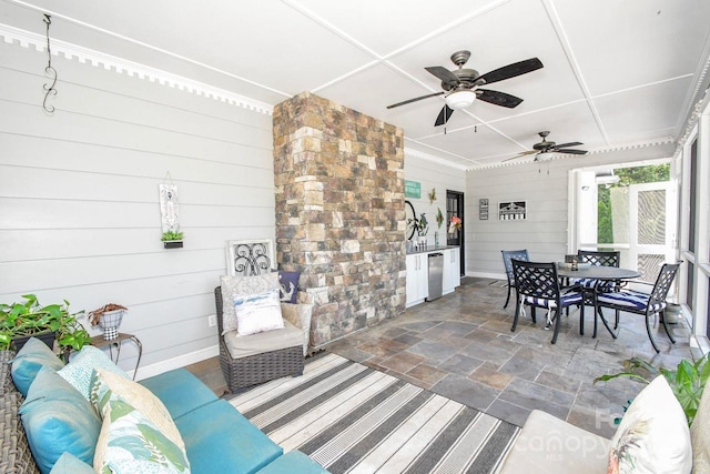 711 Yadkin St, Albemarle, NC 28001 - view of patio / terrace with ceiling fan and outdoor dining space