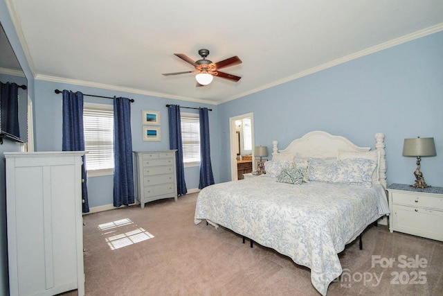 711 Yadkin St, Albemarle, NC 28001 - carpeted bedroom with ornamental molding and a ceiling fan