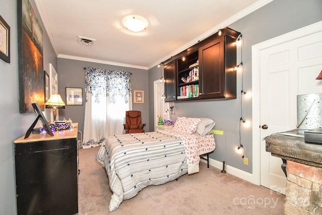 711 Yadkin St, Albemarle, NC 28001 - bedroom featuring light colored carpet and ornamental molding
