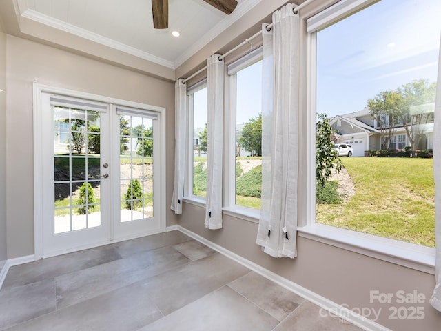 621 Pine Links Dr, Tega Cay, SC 29708 - doorway featuring ornamental molding and ceiling fan
