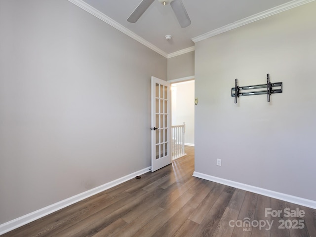 621 Pine Links Dr, Tega Cay, SC 29708 - empty room with wood finished floors, a ceiling fan, and ornamental molding