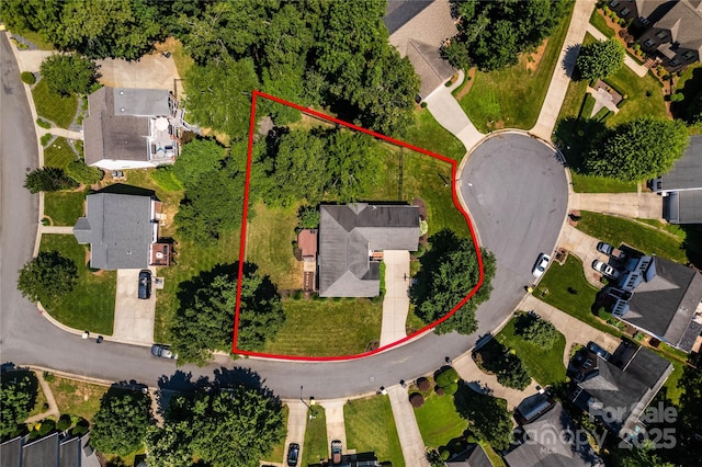 2124 Congress Ct, Kannapolis, NC 28083 - aerial perspective of suburban area featuring property boundaries highlighted