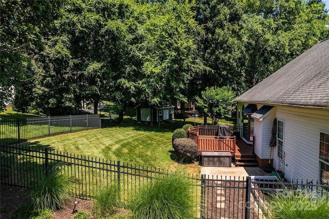 2124 Congress Ct, Kannapolis, NC 28083 - fenced backyard with a deck and a shed