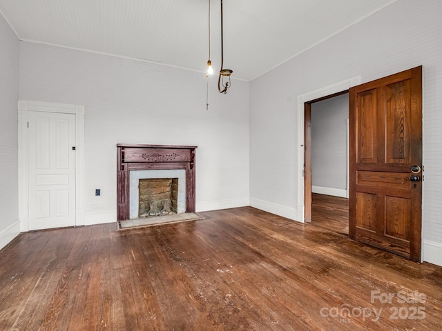 1111 Bills Creek Rd, Lake Lure, NC 28746 - unfurnished living room with hardwood / wood-style flooring and a fireplace