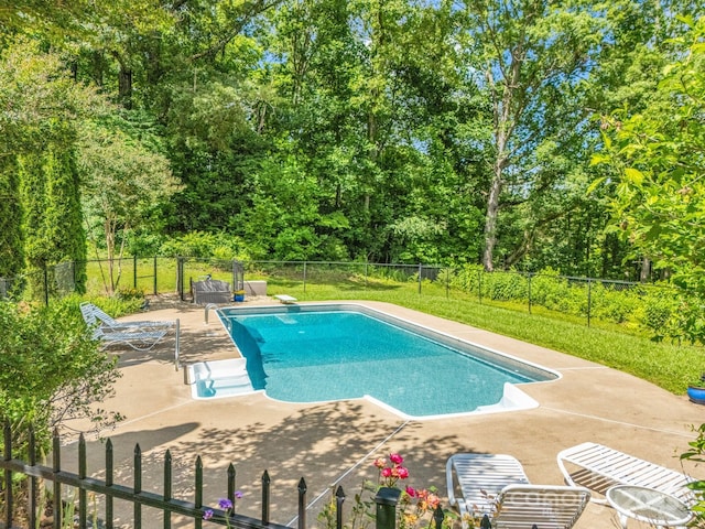 1111 Bills Creek Rd, Lake Lure, NC 28746 - view of swimming pool with a patio area, a fenced backyard, and a diving board