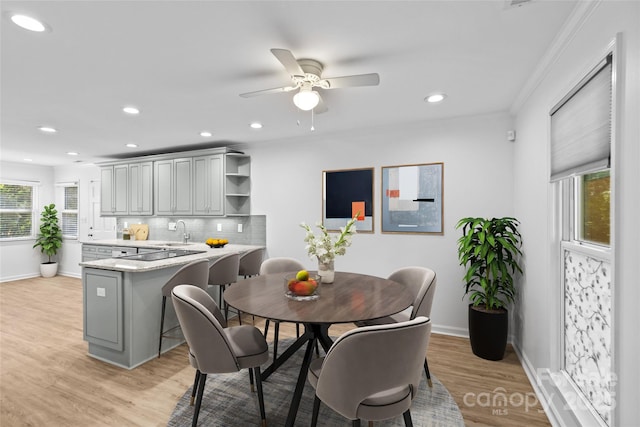 11401 Lone Star Cir, Charlotte, NC 28226 - dining area with light wood-style floors, recessed lighting, and a ceiling fan