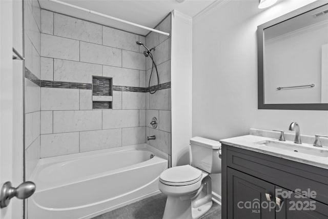 11401 Lone Star Cir, Charlotte, NC 28226 - full bathroom with ornamental molding, vanity, and bathing tub / shower combination