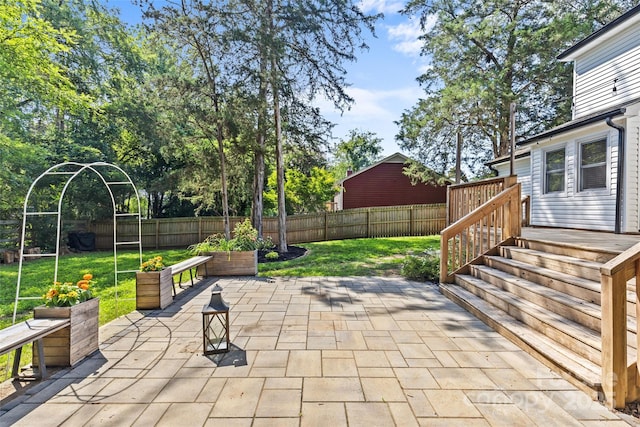 11401 Lone Star Cir, Charlotte, NC 28226 - fenced backyard featuring a patio area