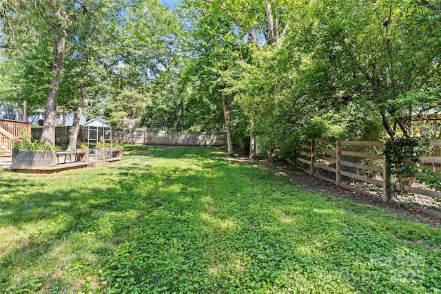 11401 Lone Star Cir, Charlotte, NC 28226 - fenced backyard featuring a wooden deck