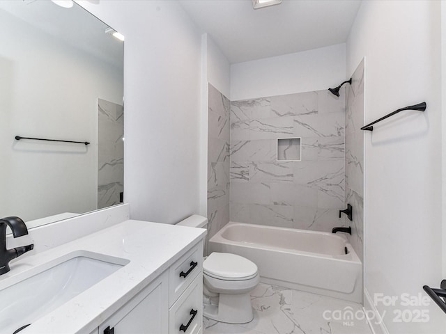 344 S Laurel Ave, Charlotte, NC 28207 - bathroom with marble finish flooring, vanity, and washtub / shower combination