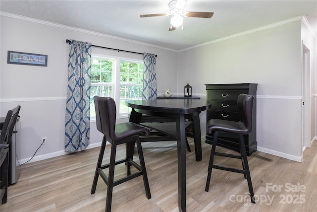 25 Mountain View Rdg, Fairview, NC 28730 - dining space with light wood-type flooring, ornamental molding, and ceiling fan