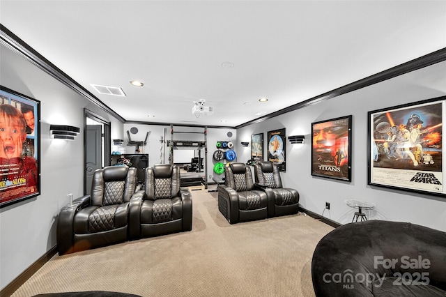 3981 Spinnaker Pl, Denver, NC 28037 - carpeted cinema featuring ornamental molding and recessed lighting