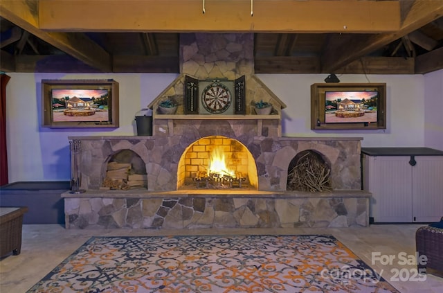 3981 Spinnaker Pl, Denver, NC 28037 - detailed view of a fireplace, stone siding, and stucco siding