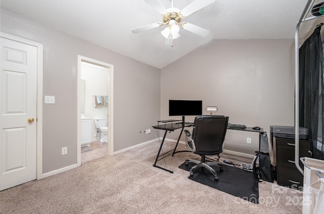 7518 Silver Arrow Dr, Charlotte, NC 28273 - carpeted office featuring a ceiling fan and lofted ceiling