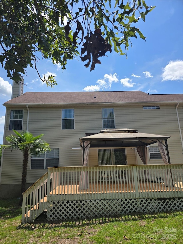3 Hidden Sands Ct, Columbia, SC 29229 - rear view of house with a deck, a gazebo, and a chimney