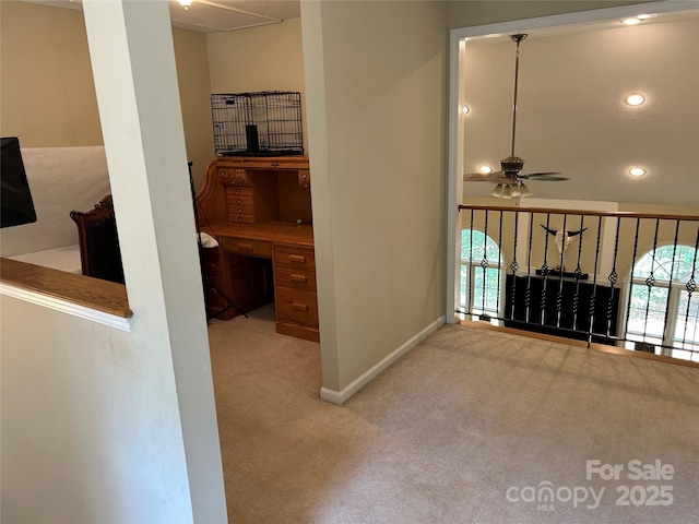207 Wagon Ln, Rutherfordton, NC 28139 - corridor featuring carpet floors, a desk, and recessed lighting