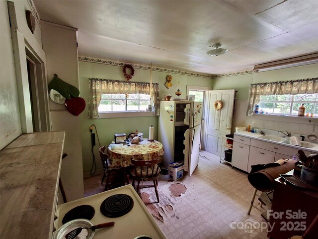 2087 Henry Rd, Sylva, NC 28779 - kitchen featuring plenty of natural light, freestanding refrigerator, light countertops, and light floors