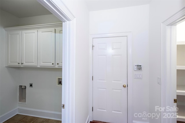 7554 Bluestar Ln, Charlotte, NC 28226 - laundry area featuring cabinet space, electric dryer hookup, and hookup for a washing machine