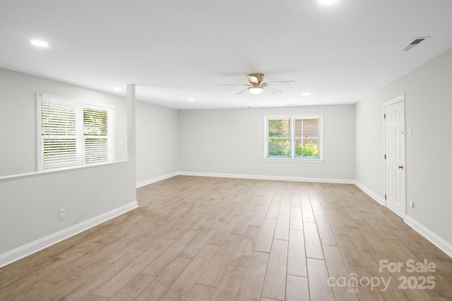 1134 Willow Oaks Trl, Matthews, NC 28104 - empty room featuring ceiling fan, light wood finished floors, and recessed lighting